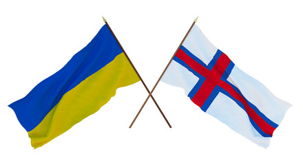 Background for designers, illustrators. National Independence Day. Flags of Ukraine and  Faroe islands