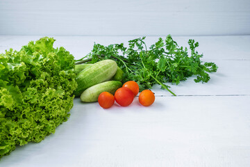 Healthy food. Vegetables On a white wooden background