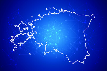 Fototapeta premium Estonia Map Technology with network connection background