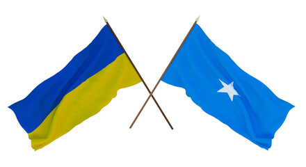 Background for designers, illustrators. National Independence Day. Flags of Ukraine and  Somalia