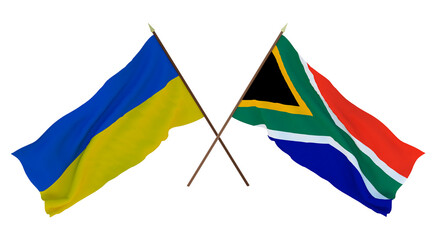 Background for designers, illustrators. National Independence Day. Flags of Ukraine and  South Africa
