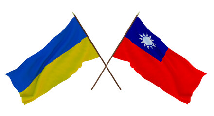 Background for designers, illustrators. National Independence Day. Flags of Ukraine and  Taiwan