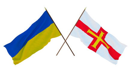 Background for designers, illustrators. National Independence Day. Flags of Ukraine and Bailiwick of Guernsey