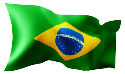 Flag of the Brazil waving in the wind.