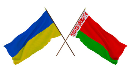 Background for designers, illustrators. National Independence Day. Flags of Ukraine and Belarus