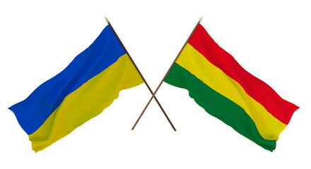 Background for designers, illustrators. National Independence Day. Flags of Ukraine and Bolivia