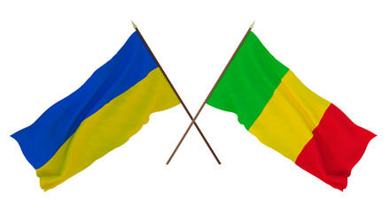 Background for designers, illustrators. National Independence Day. Flags of Ukraine and Mali