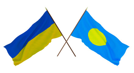 Background for designers, illustrators. National Independence Day. Flags of Ukraine and Palau
