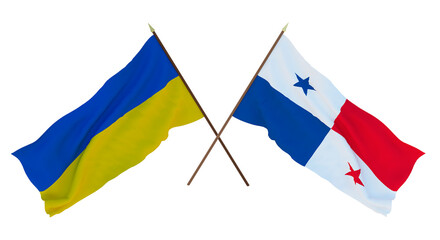 Background for designers, illustrators. National Independence Day. Flags of Ukraine and Panama