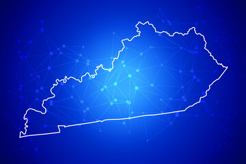 KENTUCKY Map Technology with network connection background
