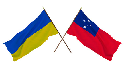 Background for designers, illustrators. National Independence Day. Flags of Ukraine and Samoa