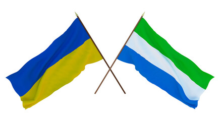 Background for designers, illustrators. National Independence Day. Flags of Ukraine and Sierra Leone