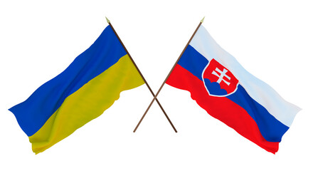 Background for designers, illustrators. National Independence Day. Flags of Ukraine and Slovakia