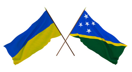 Background for designers, illustrators. National Independence Day. Flags of Ukraine and Solomon islands