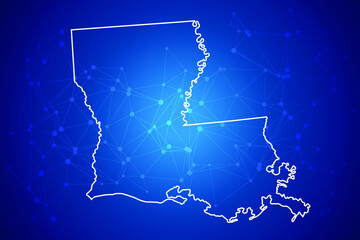 LOUISIANA Map Technology with network connection background