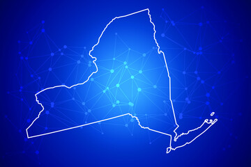 NEW YORK Map Technology with network connection background