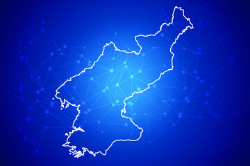 North Korea Map Technology with network connection background
