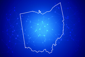OHIO Map Technology with network connection background