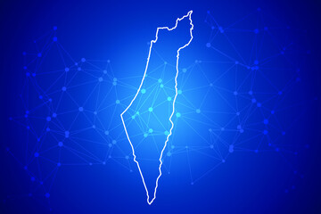 Palestine Map Technology with network connection background