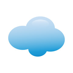 Fototapeta premium Cloud icon vector on white background. Blue glossy cloud. Weather vector sign. Abstract art.