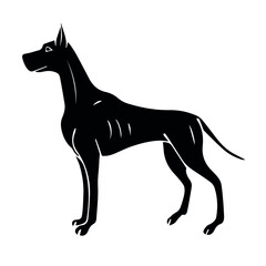 Vector hand drawn doodle sketch black great dane dog isolated on white background