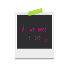 Cards with beautiful phrases glued with adhesive tape to a white background. Layouts of templates for design. Vector graphic.