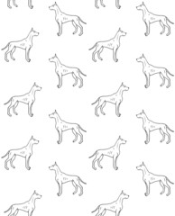 Vector seamless pattern of hand drawn doodle sketch great dane dog isolated on white background
