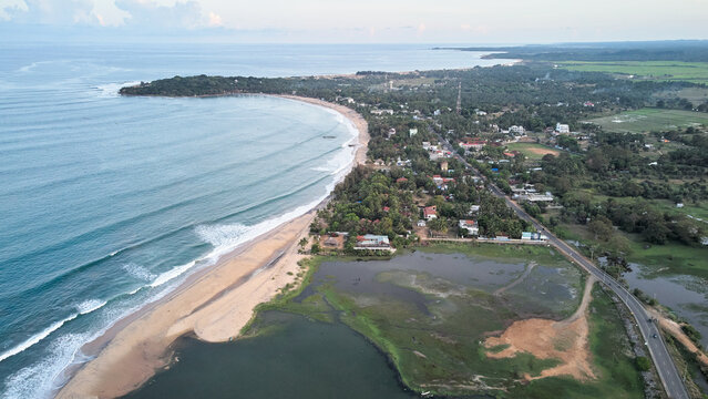 Aerial view of Arugam bay beach in Sri Lanka. High quality photo