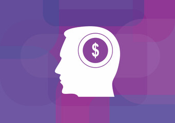 Human Head and Coin vector icon in meaning Financial Thinking