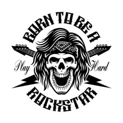 Rock and roll vector skull