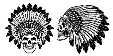 Fototapeta premium Chief skulls vector set