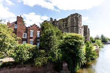Medieval Gothic castle in Newark on Trent, near Nottingham, Nottinghamshire, England, UK. view with...