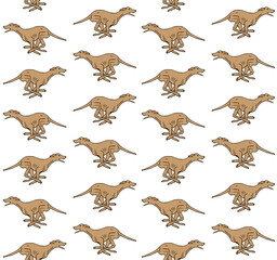 Fototapeta premium Vector seamless pattern of hand drawn doodle sketch colored running whippet dog isolated on white background
