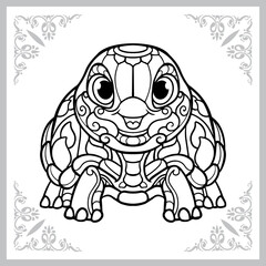 turtle cartoon zentangle arts. isolated on white background. 