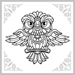 Obraz premium cute owl cartoon zentangle arts. isolated on white background.
