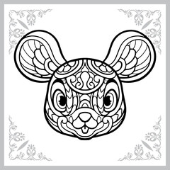 cute mouse cartoon zentangle arts. isolated on white background.