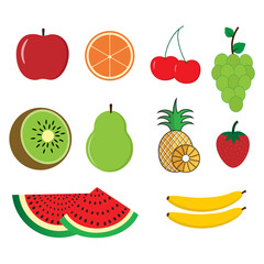 set of fruits vector, fresh Fruits collection, 