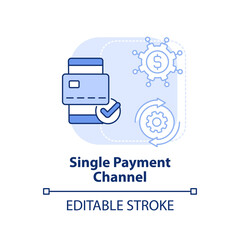 Single payment channel light blue concept icon. Mobility as service value abstract idea thin line illustration. Isolated outline drawing. Editable stroke. Arial, Myriad Pro-Bold fonts used