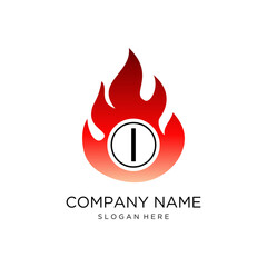 Initial Letter I logo design with fire flame shape,design concept,creative symbol,icon business or corporate.
