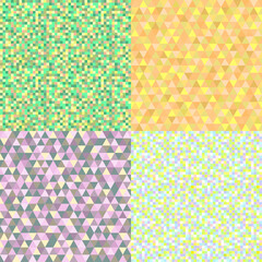 Set of seamless colored patterns. Pretty colors. Abstract geometric wallpaper of the surface. Striped backgrounds. Print for polygraphy, posters, t-shirts and textiles