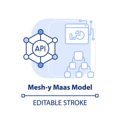 Mesh-y Maas model light blue concept icon. Approaches combination. Maas model abstract idea thin line illustration. Isolated outline drawing. Editable stroke. Arial, Myriad Pro-Bold fonts used