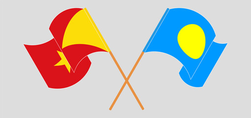 Crossed and waving flags of Tigray and Palau