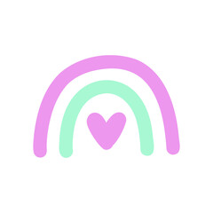 Fototapeta premium Pastel vector rainbow in retro style on white background. Kids design element.