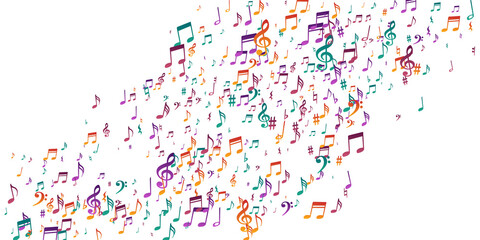 Musical note icons vector background. Melody