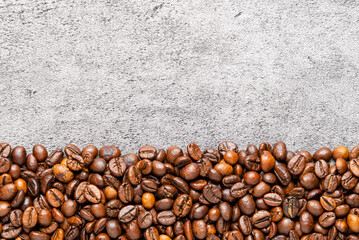 Roasted Coffee Beans Background with Copyspace.