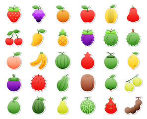 Fruit sticker icon set, Vector, Illustration.