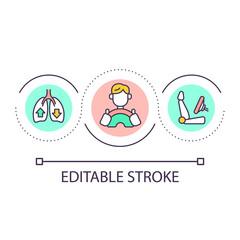 Proper back position for drivers loop concept icon. Sit up straight. Roadtrip recommendation abstract idea thin line illustration. Isolated outline drawing. Editable stroke. Arial font used