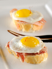 Bread, Chorizo and Fried Quail Egg