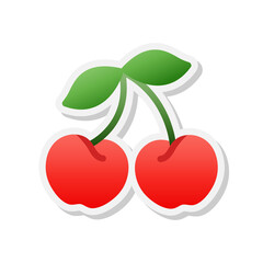 Cherry sticker icon, Vector, Illustration.