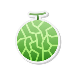 Cantaloupe sticker icon, Vector, Illustration.